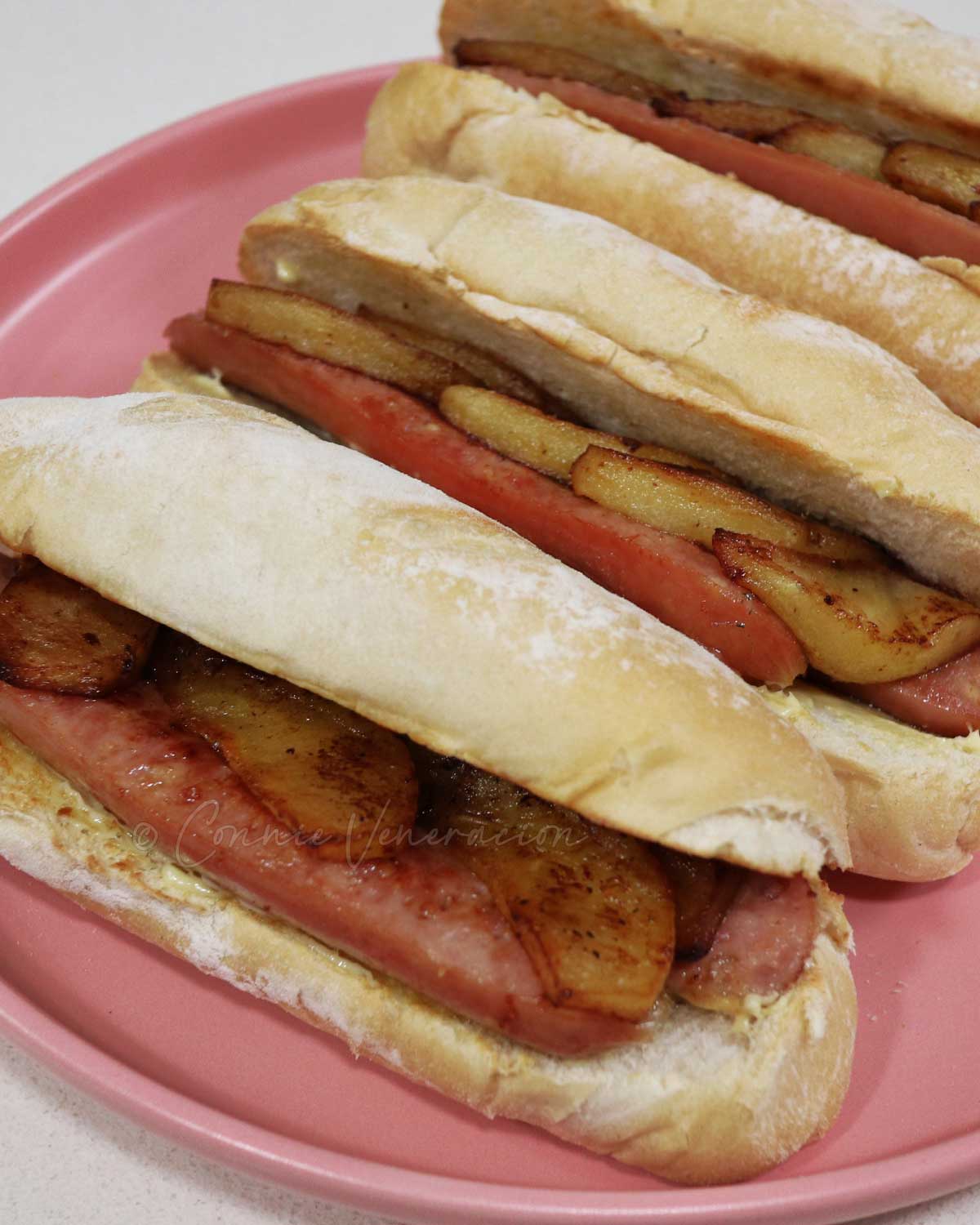 Sausage and apple sandwiches