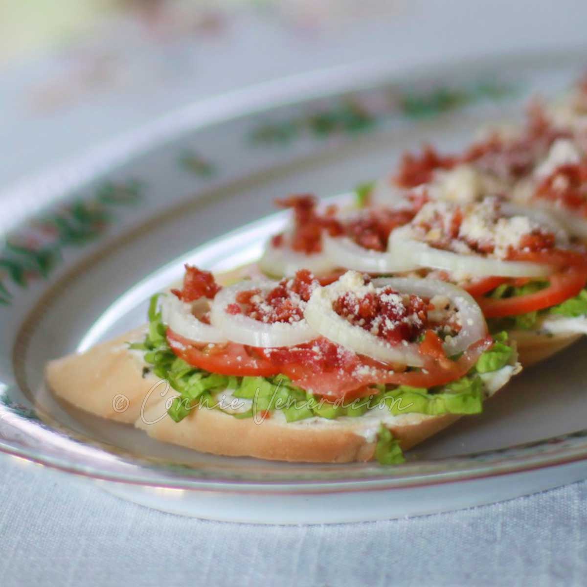 Bacon, lettuce and tomato bruschetta