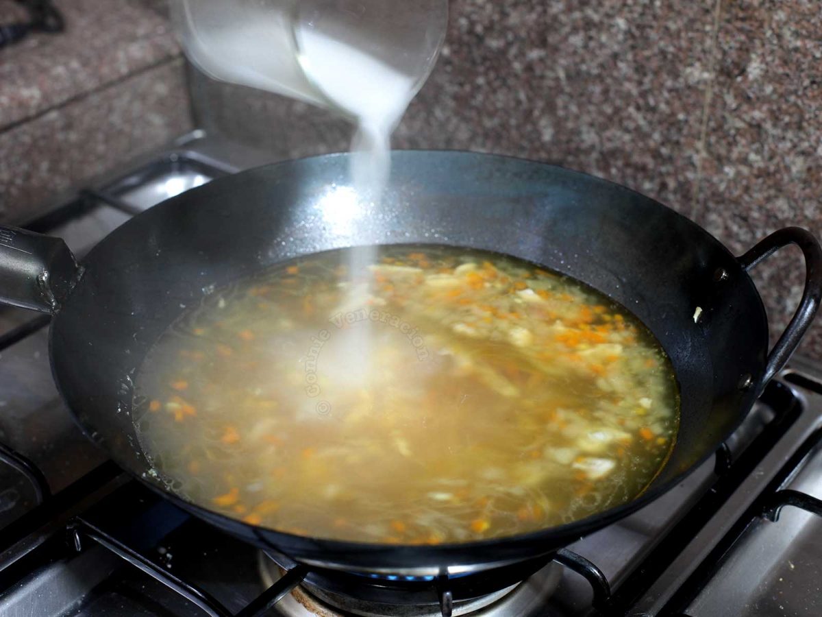 Cooking soup in a carbon steel wok