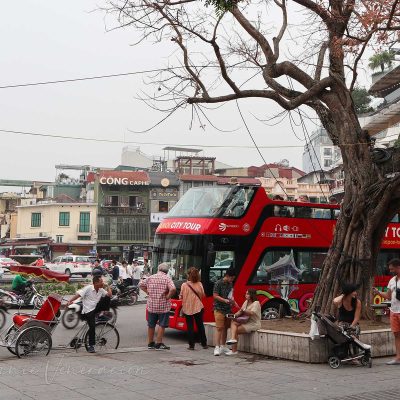 White guy complaining about bus tour in Hanoi