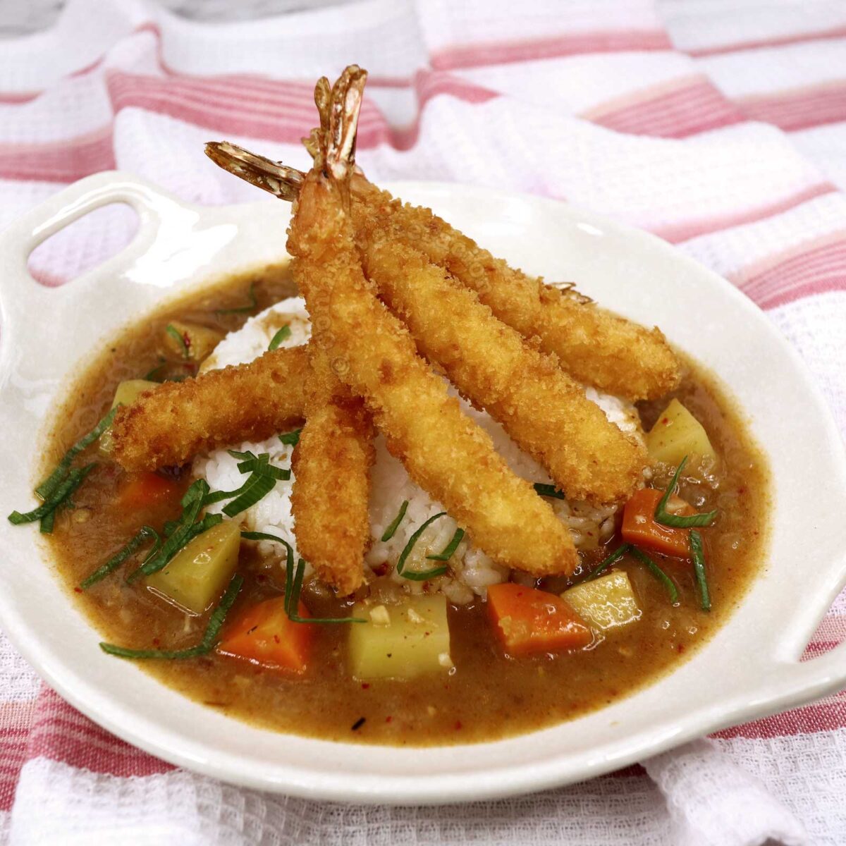 Shrimp fry (ebi furai) curry with rice