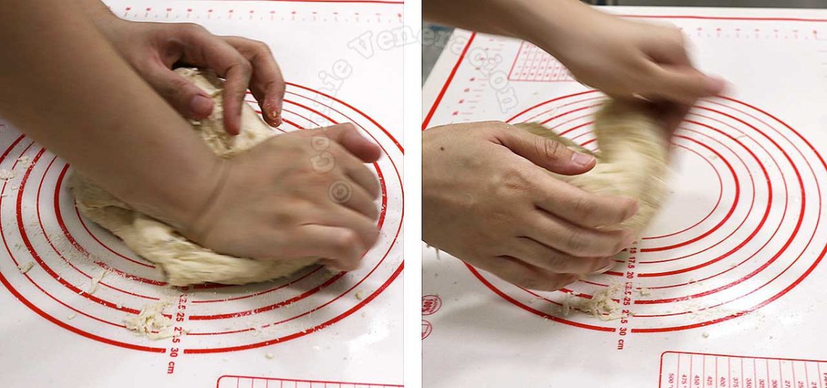 Kneading bread dough by hand
