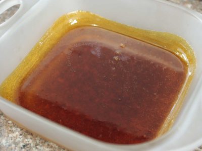 Baking pab bottom coated with caramelized sugar
