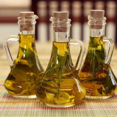 Homemade herb infused olive oil