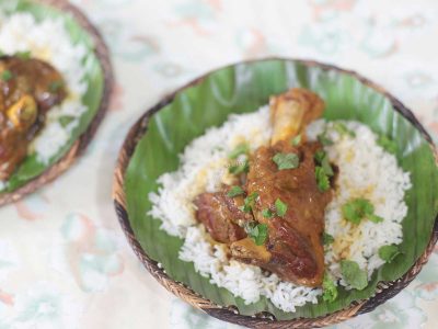 Lamb Shank Curry Served Over Rice