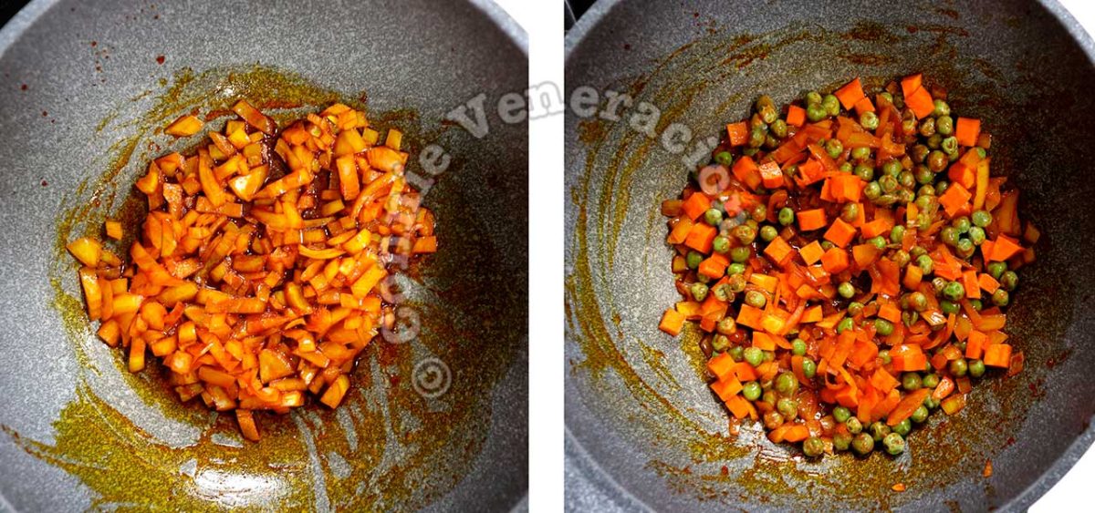 Saueeting vegetables in achiote oil