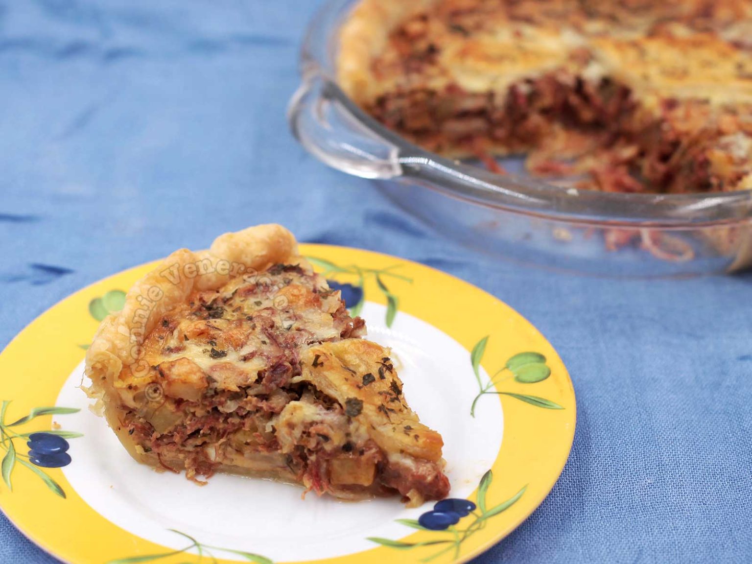 Corned beef and potato quiche