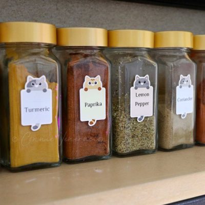 Spice jar labels made with Niimbot inkless label printer
