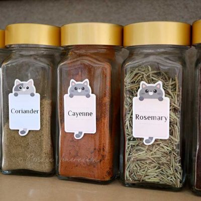 Spice jar labels made with Niimbot inkless label printer