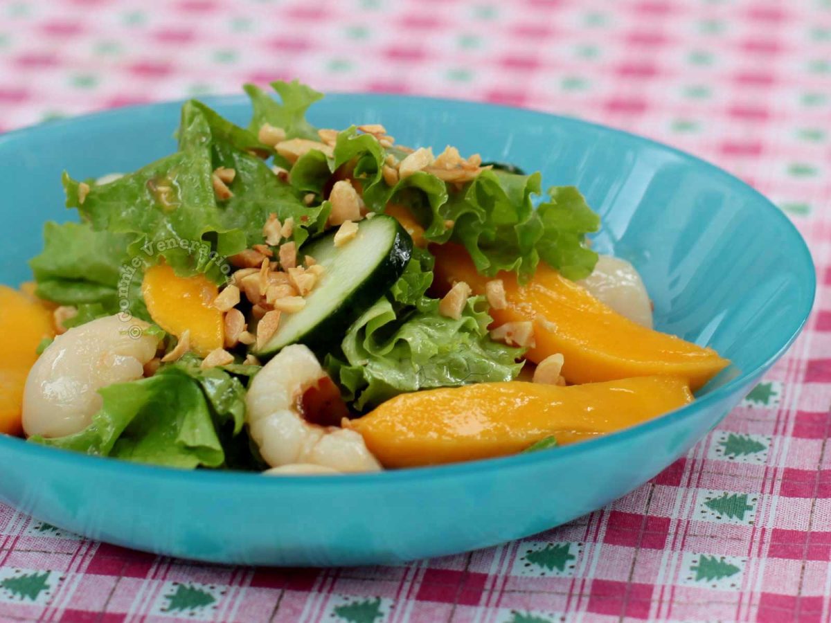 Lychee Mango Salad Sprinkled with Nuts