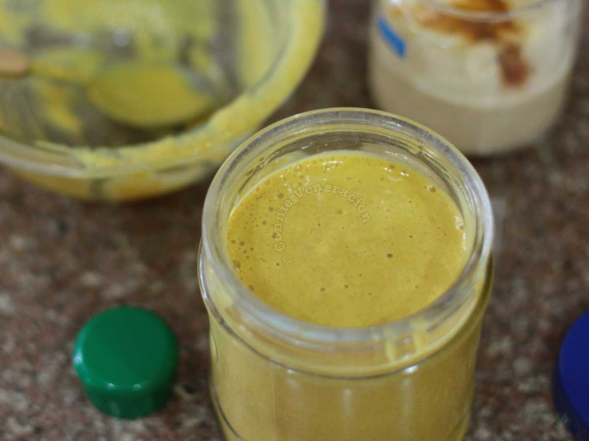 Homemade mustard sauce in jar