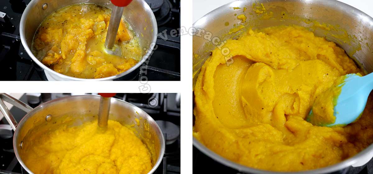 Pureeing squash with immersion blender