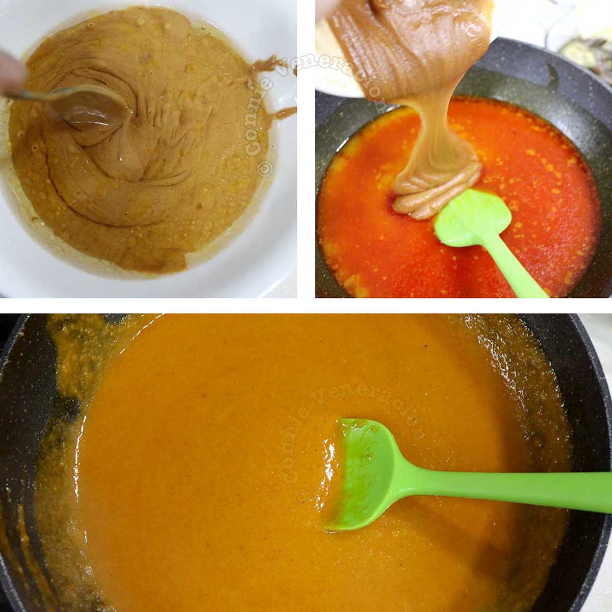 Making kare-kare sauce with peanut butter
