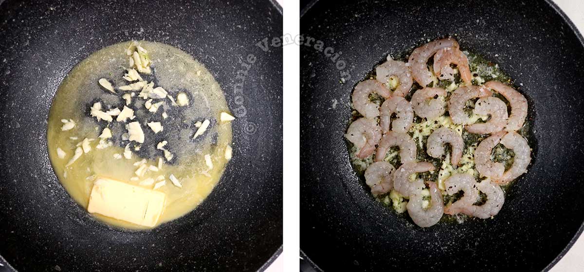 Cooking shrimps in butter