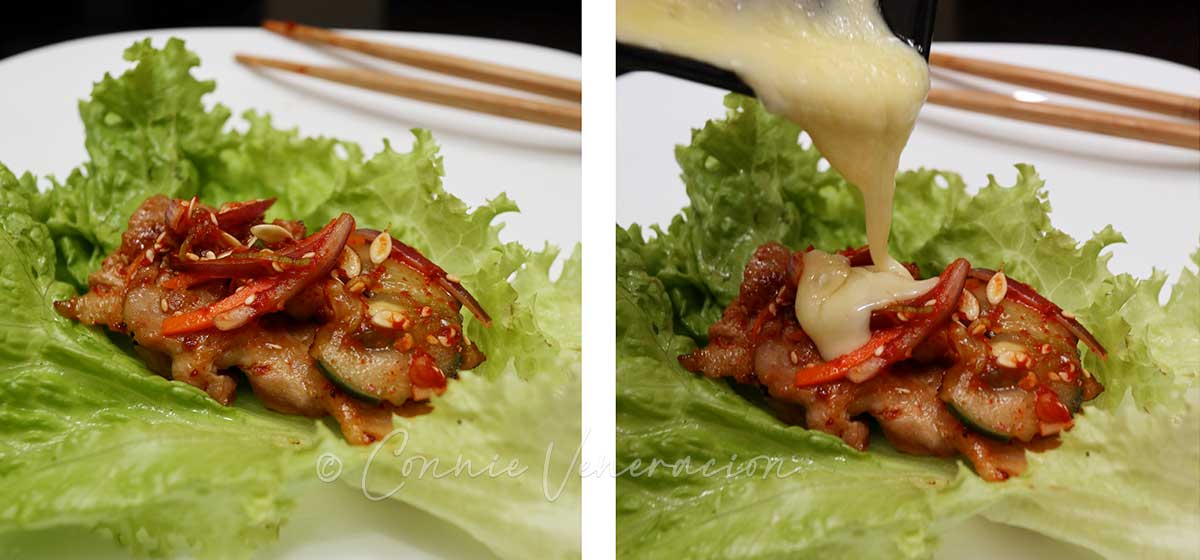 Lettuce wrap with melted cheese