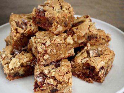Food for the gods (butterscotch brownies with dates and nuts)