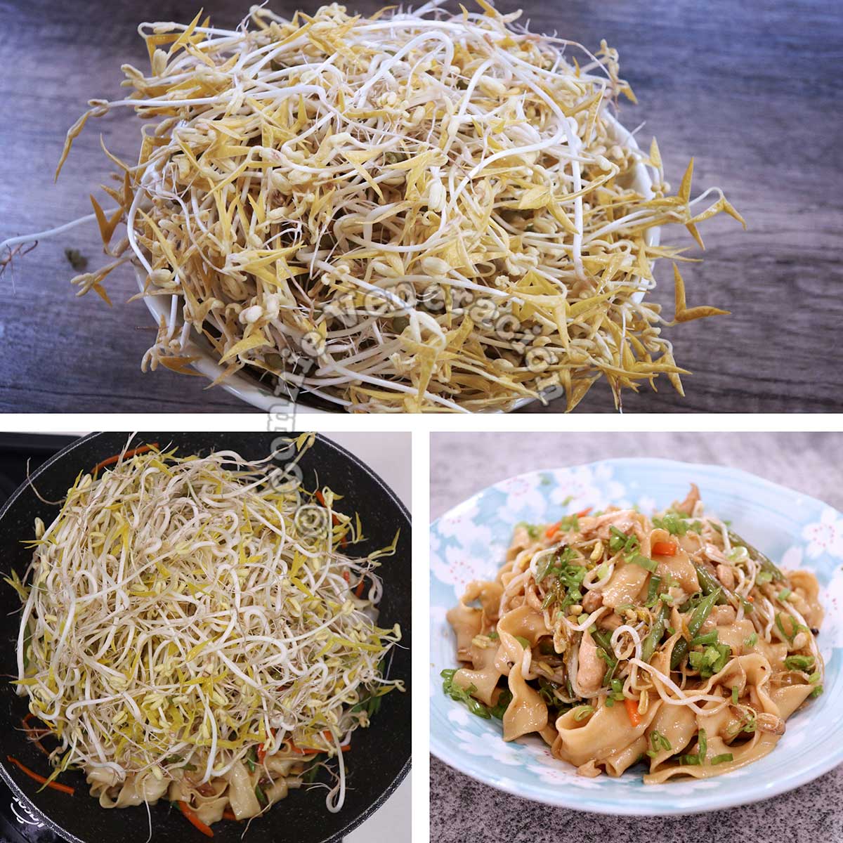 Cooking home grown bean sprouts