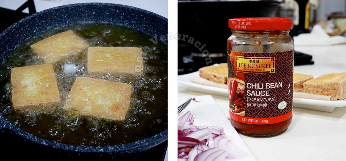 Deep frying tofu / Chinese chili bean sauce