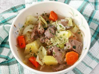 Welsh cawl with lamb, carrot, potato and celery