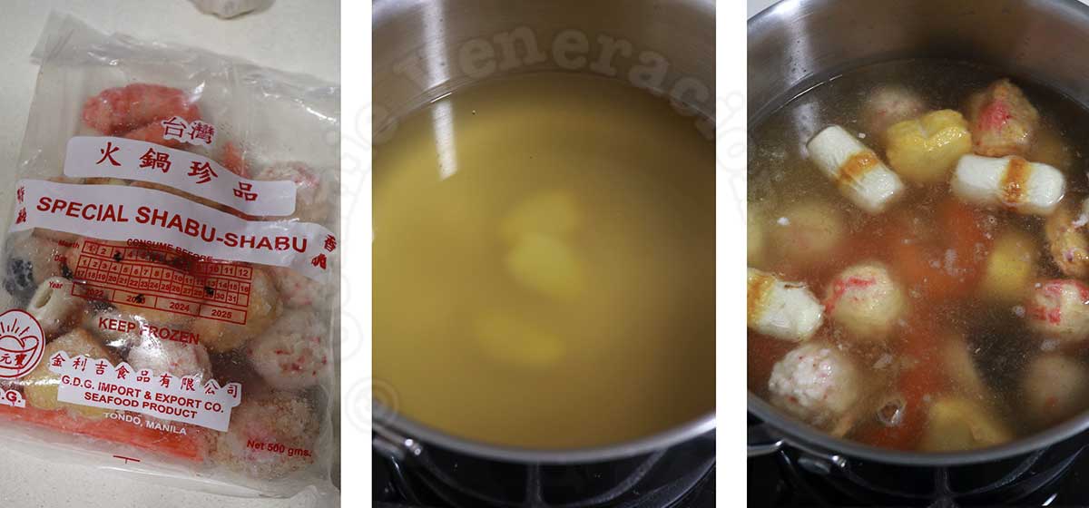 Mixed seafood balls in gingered dashi