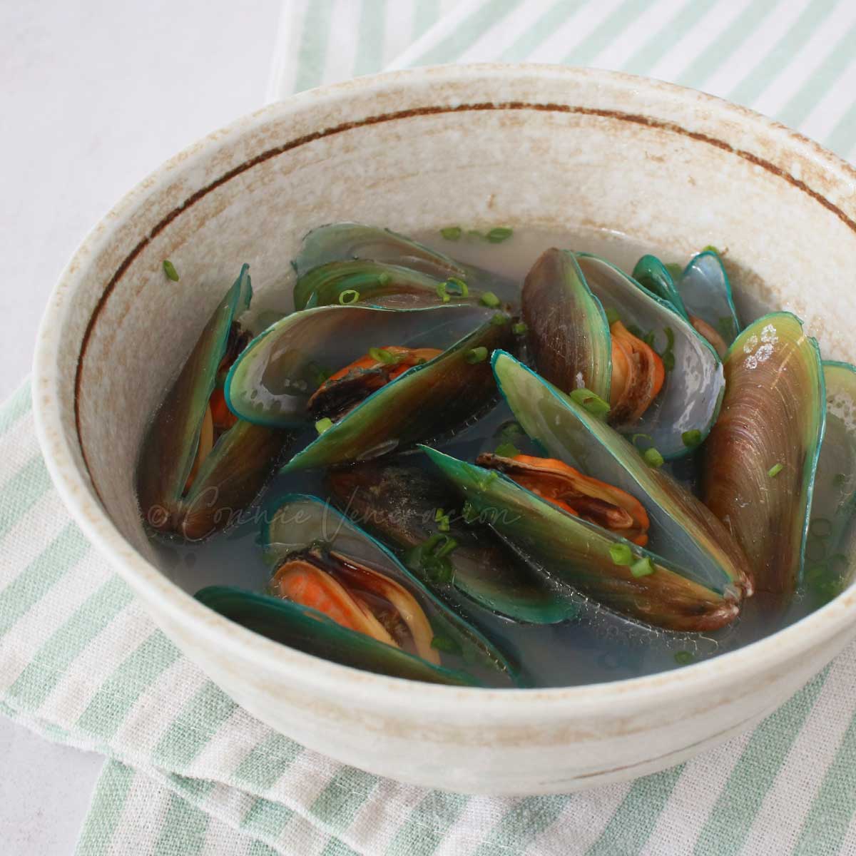 Ginger scallion mussel soup
