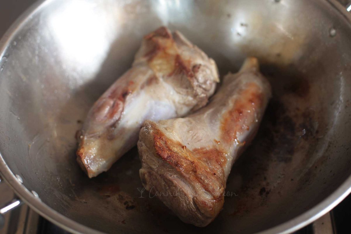 Browning beef shanks