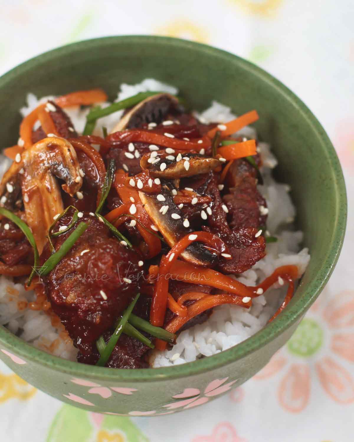 Mongolian Beef Barbecue Served Over Rice