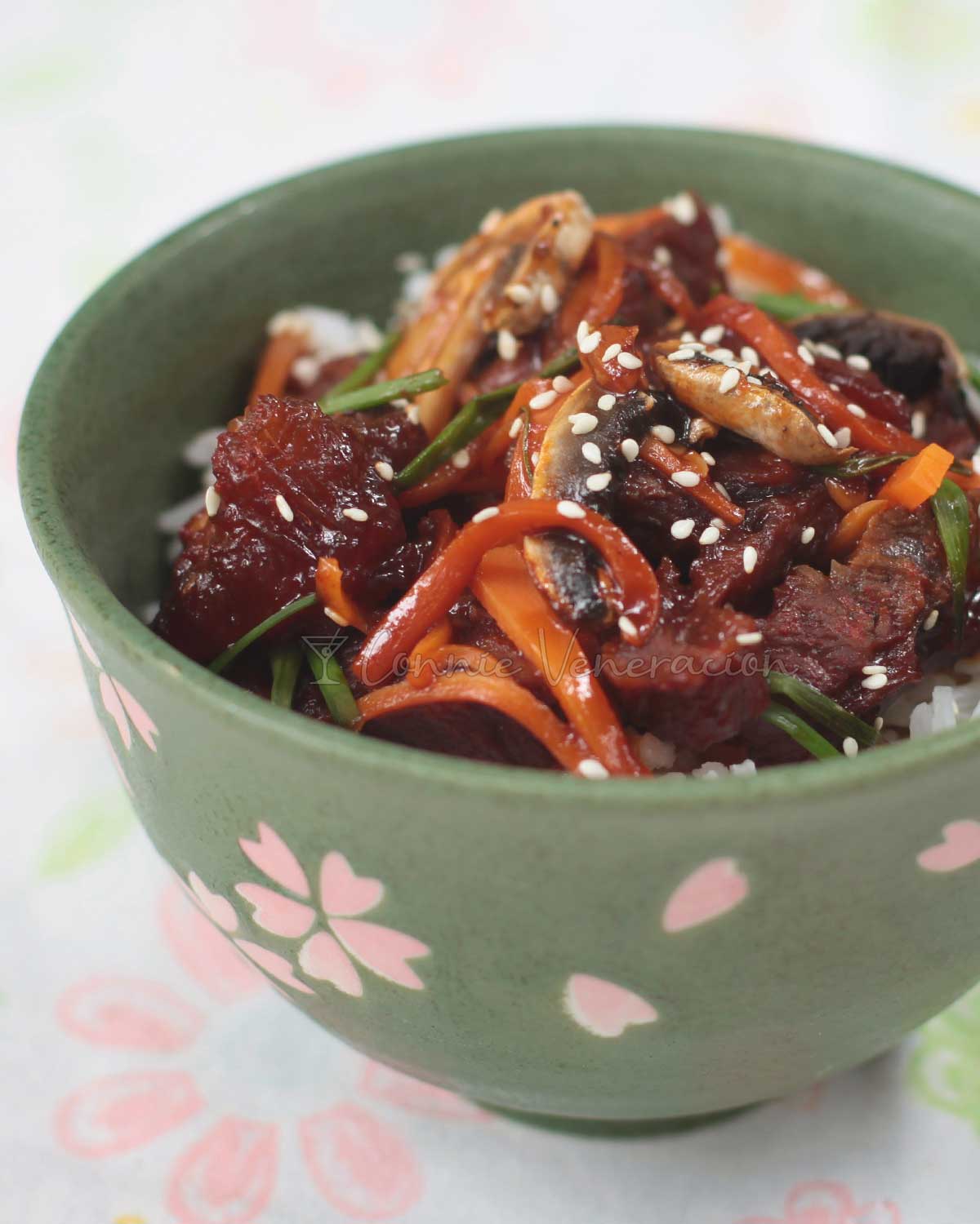 Mongolian Beef Barbecue Sprinkled with Sesame Seeds