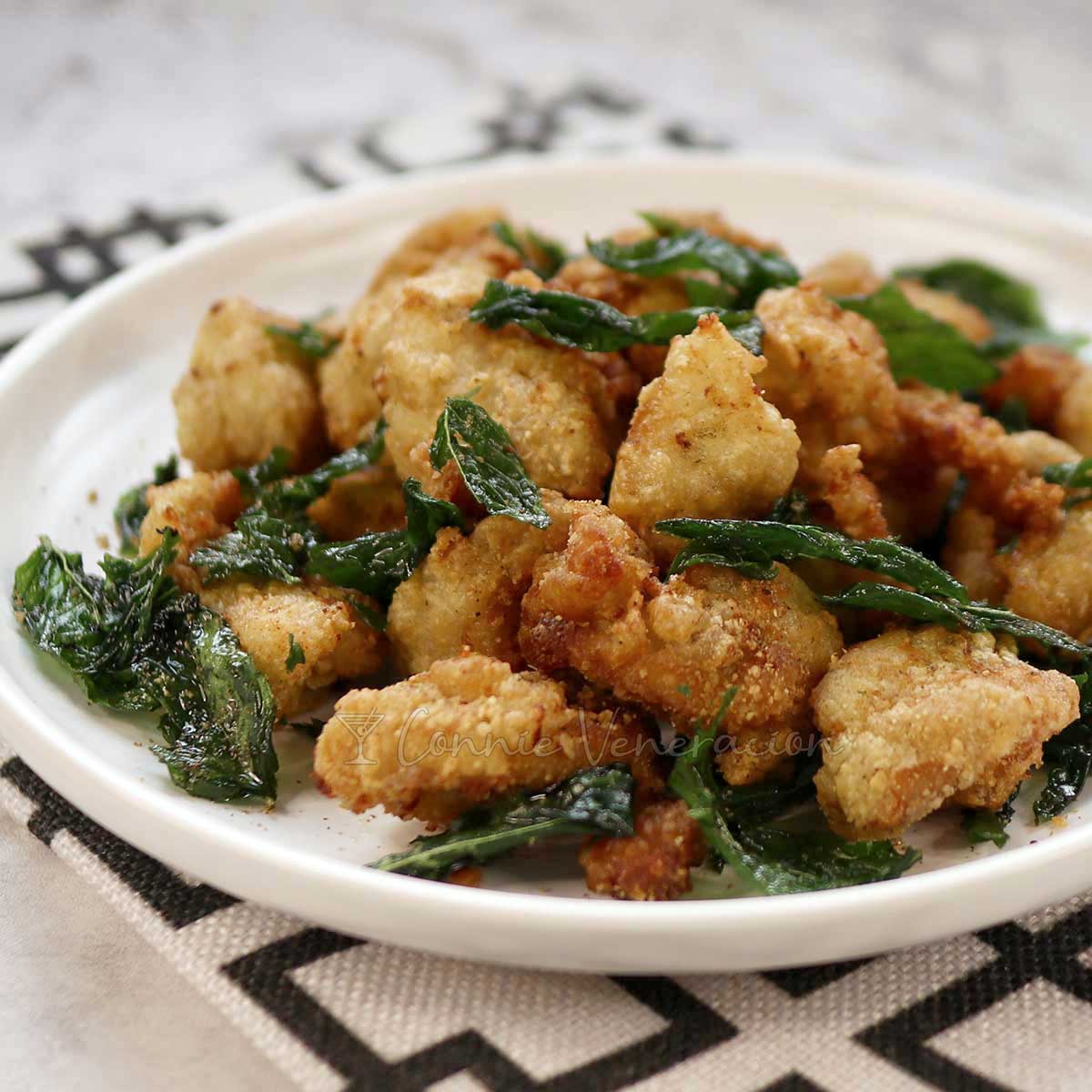 Taiwanese popcorn chicken with fried basil