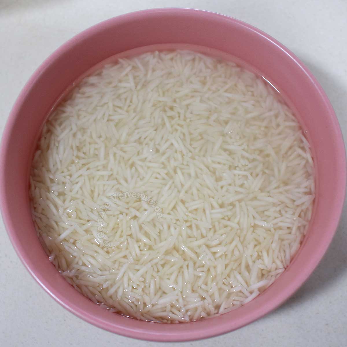 Basmati rice soaking in water