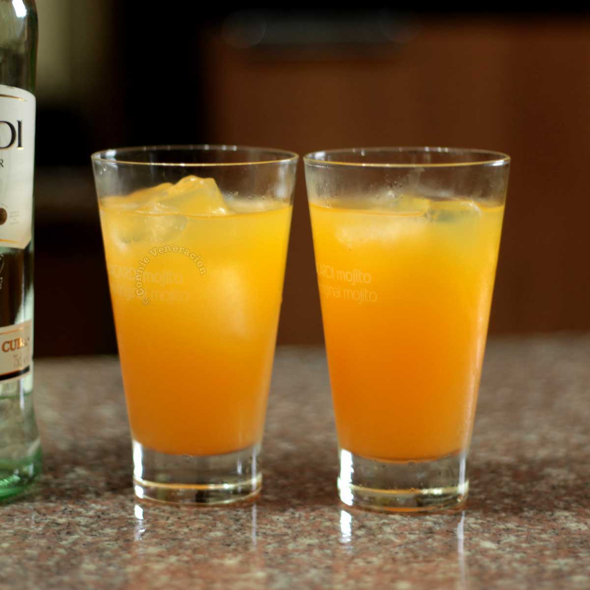 Orange, pineapple and rum cocktail