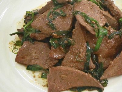 Pork liver stir fry with Chinese chives