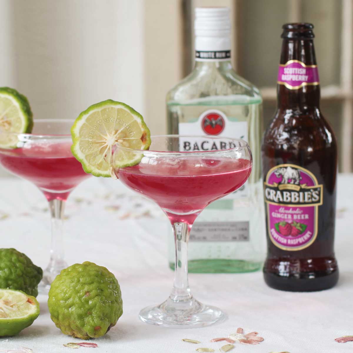 Rum and raspberry ginger beer cocktail