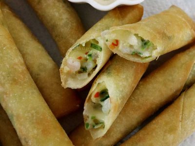 Shrimp and cheese spring rolls