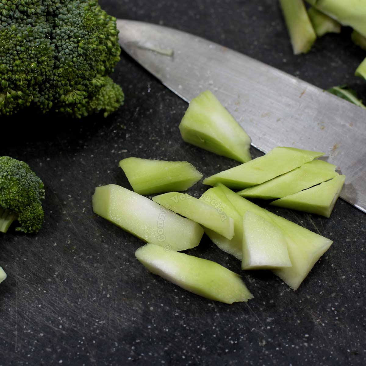 Diced broccoli stem