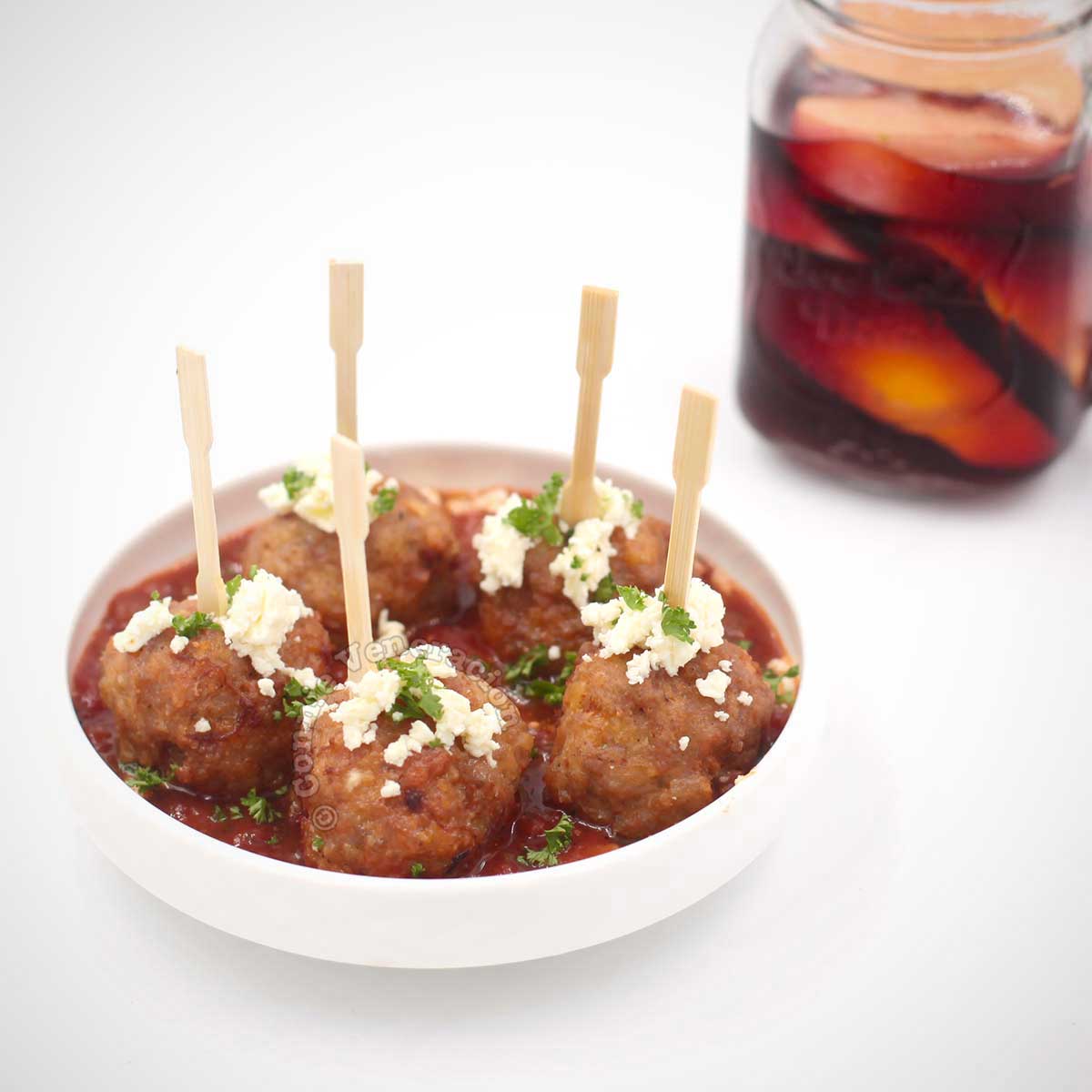 Spanish-style meatballs and sangria