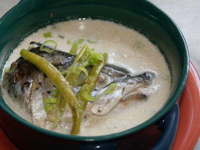 Fish head soup with coconut cream