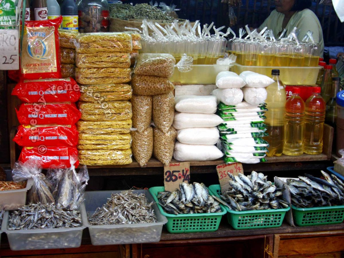 Repacked food items in a typical market stall in the Philippines