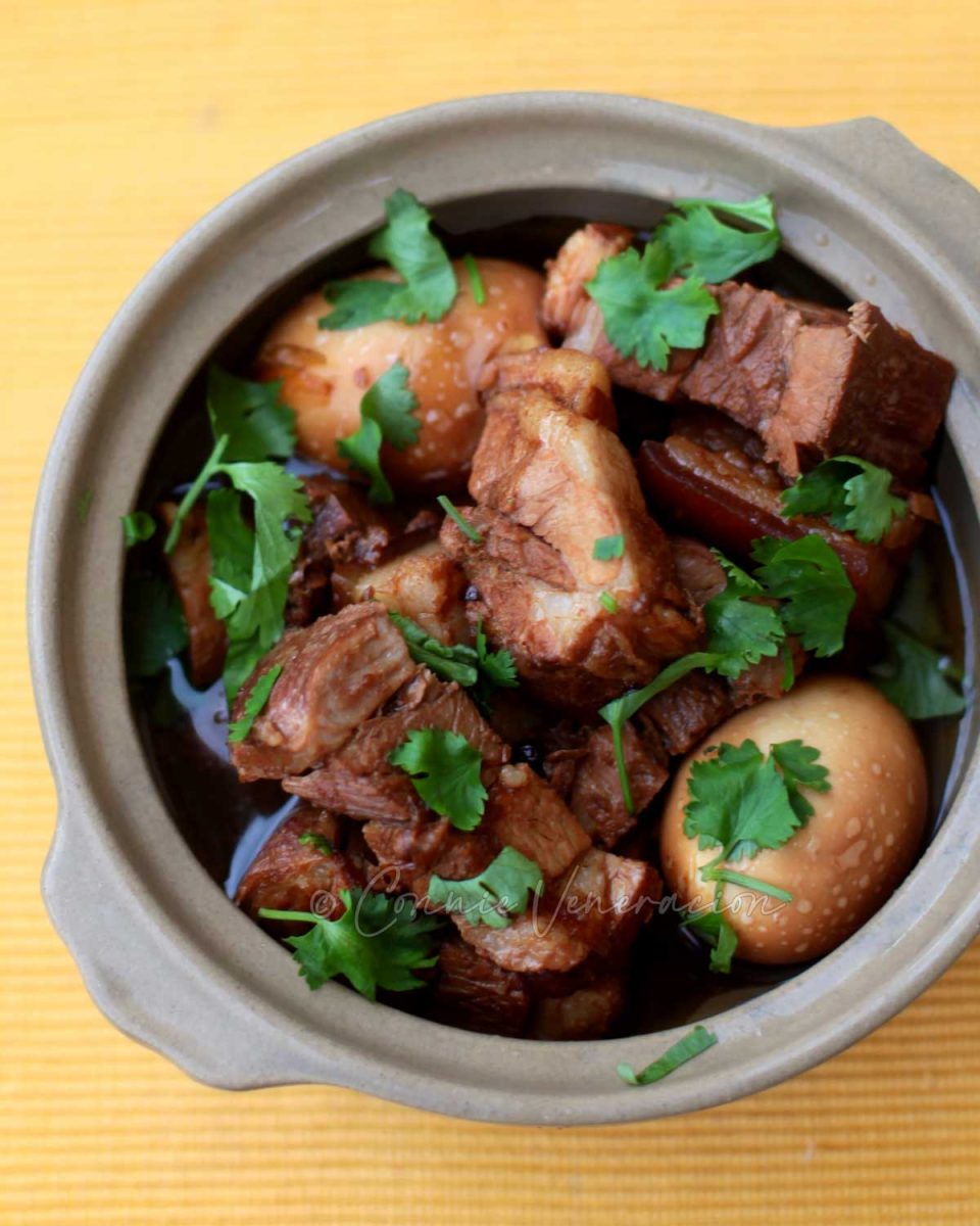 Braised pork in sweet soy sauce (tau yew bak)