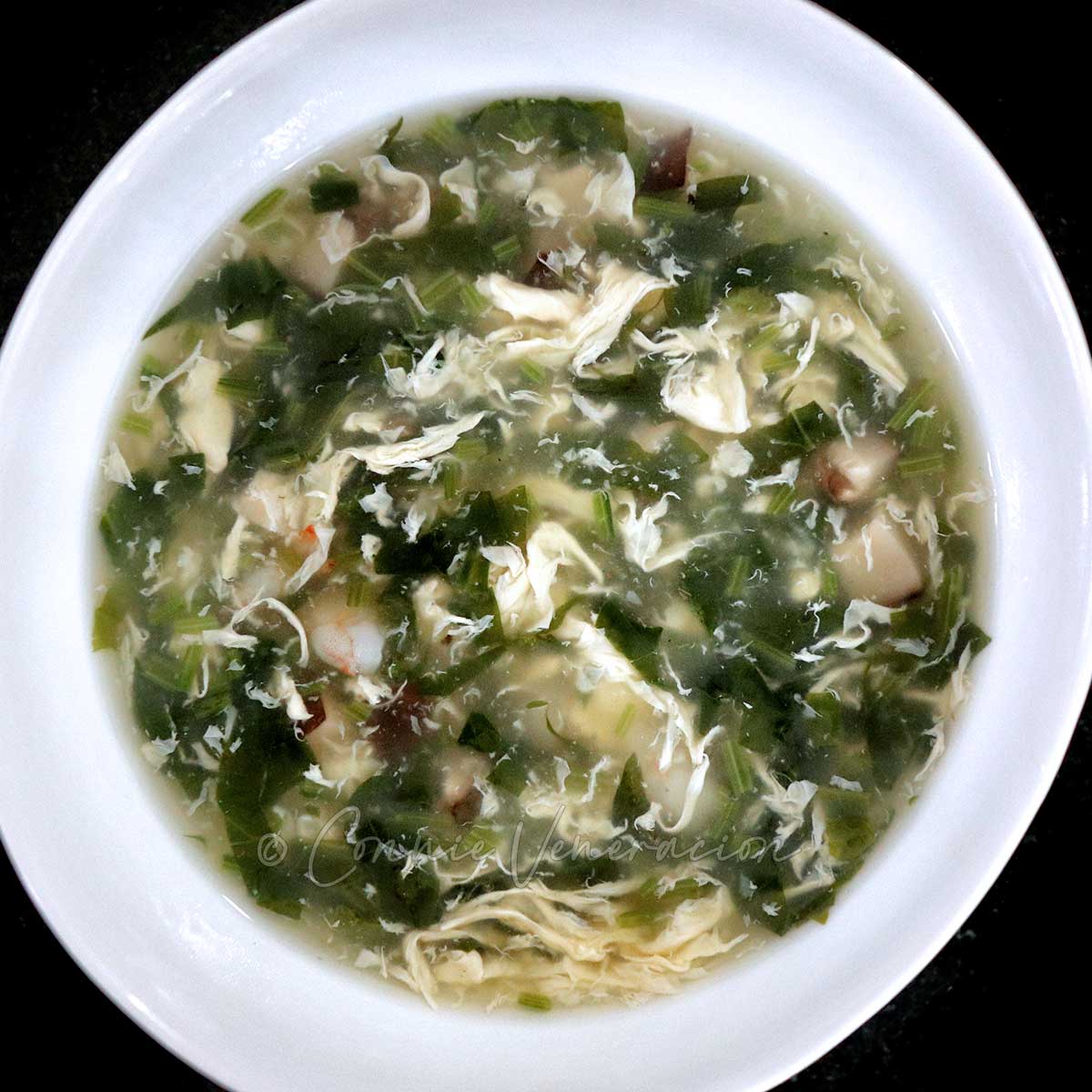 Chinese spinach (amaranth) egg drop soup