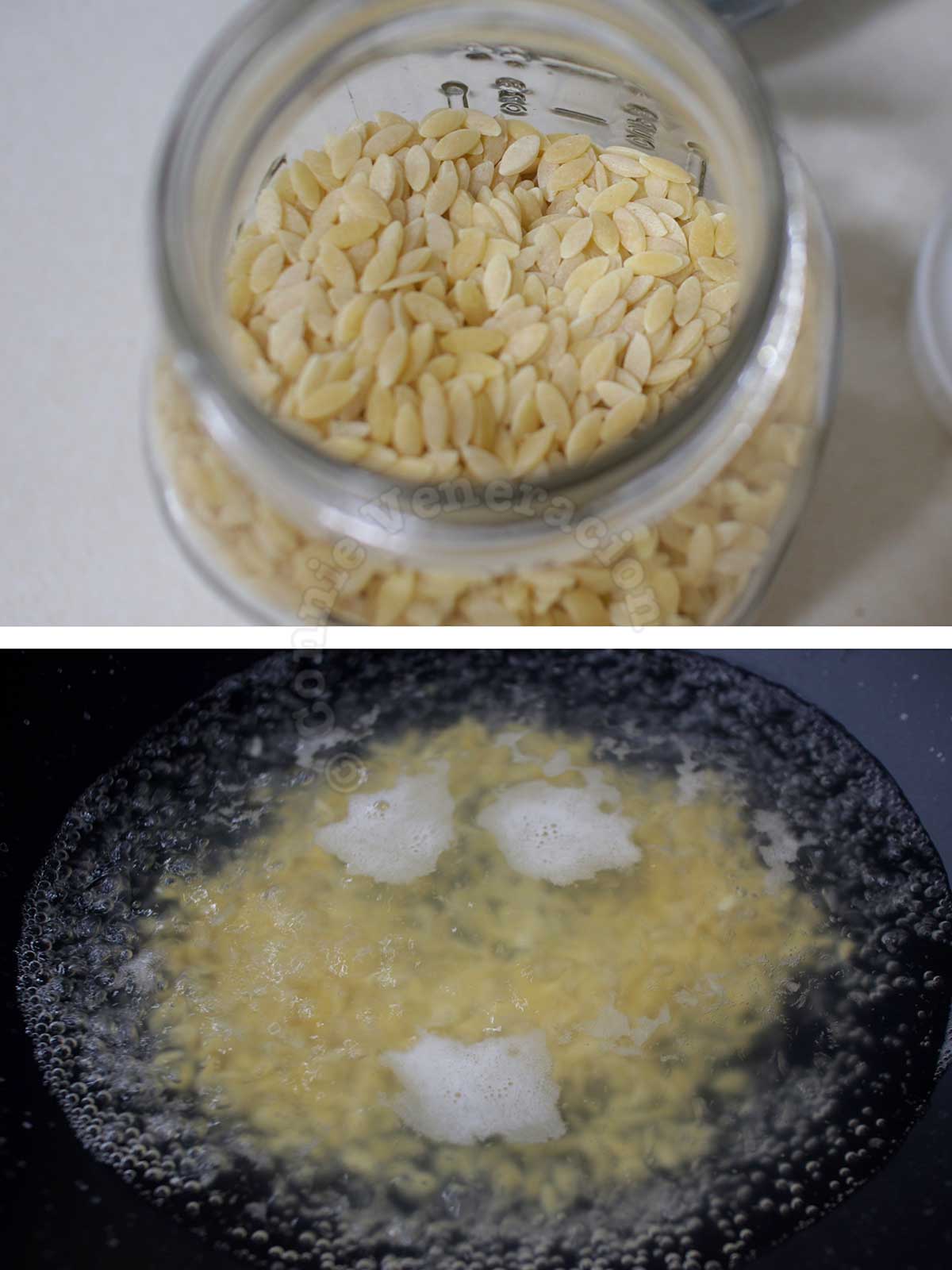 Boiling orzo (rissoni) in salted water