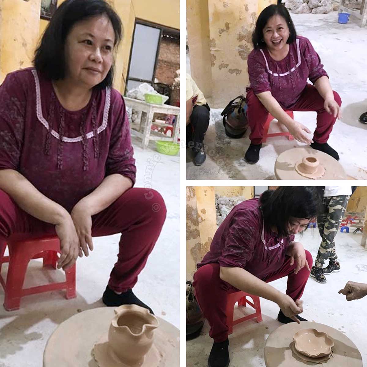 Connie Veneracion at a pottery class in Bat Trang, Vietnam