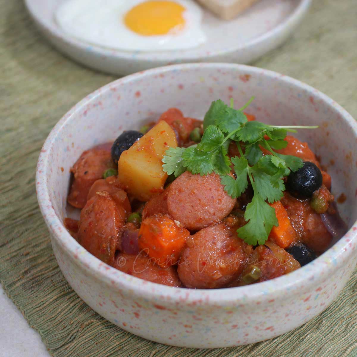 Sausage and vegetable stew cooked with holiday leftovers
