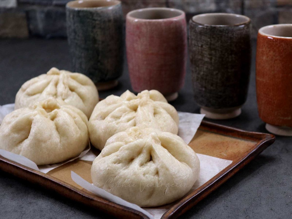 Home cooked Chinese steamed pork buns (baozi)