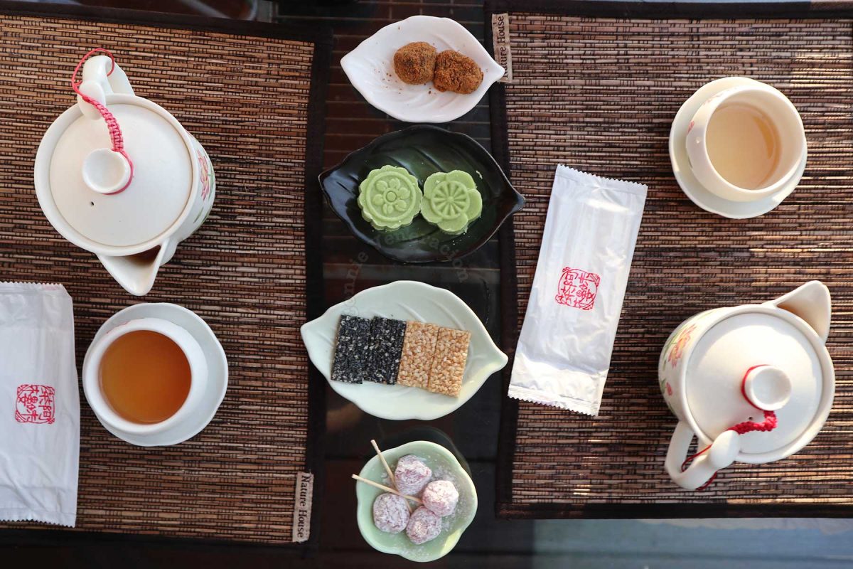 Tea and tea cakes at Amei Tea House in Taiwan