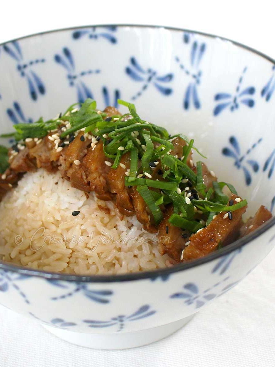 Soy ginger braised beef rice bowl