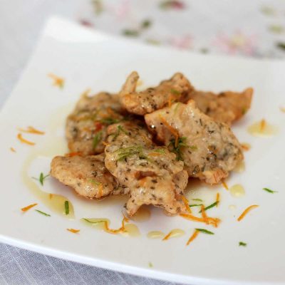 Fried fish with lime orange sauce