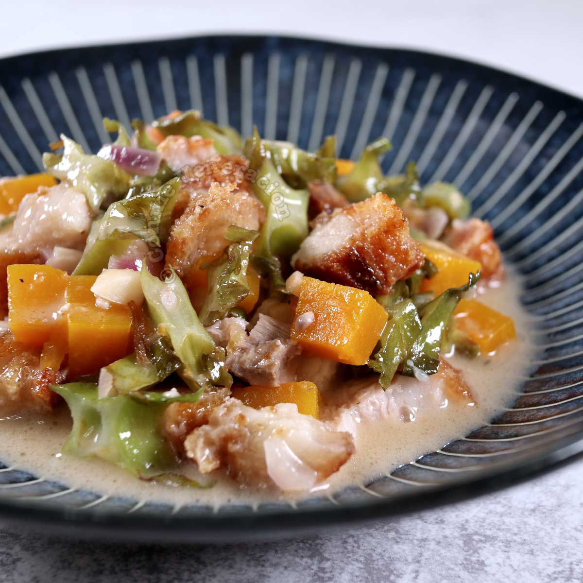 Gising-gising (a spicy Filipino dish of pork and vegetables cooked in coconut milk)