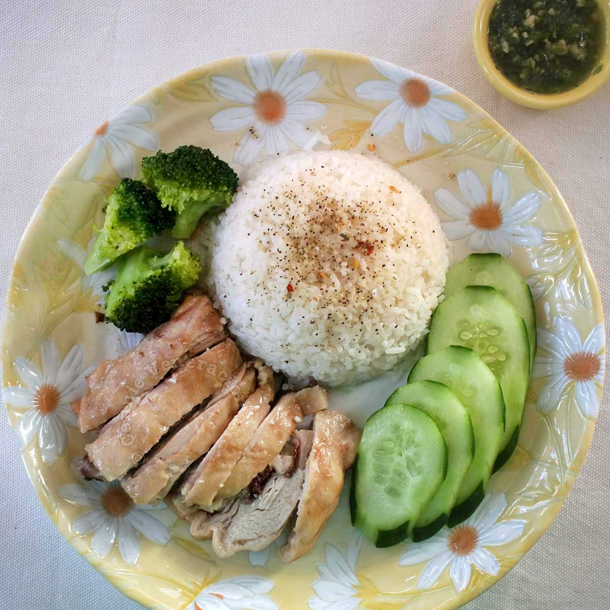 Poached chicken Hainanese-style