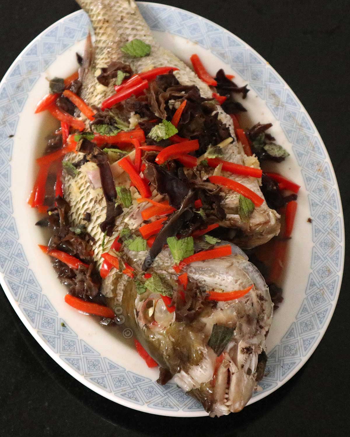 Steamed Whole Fish with Wood Ears